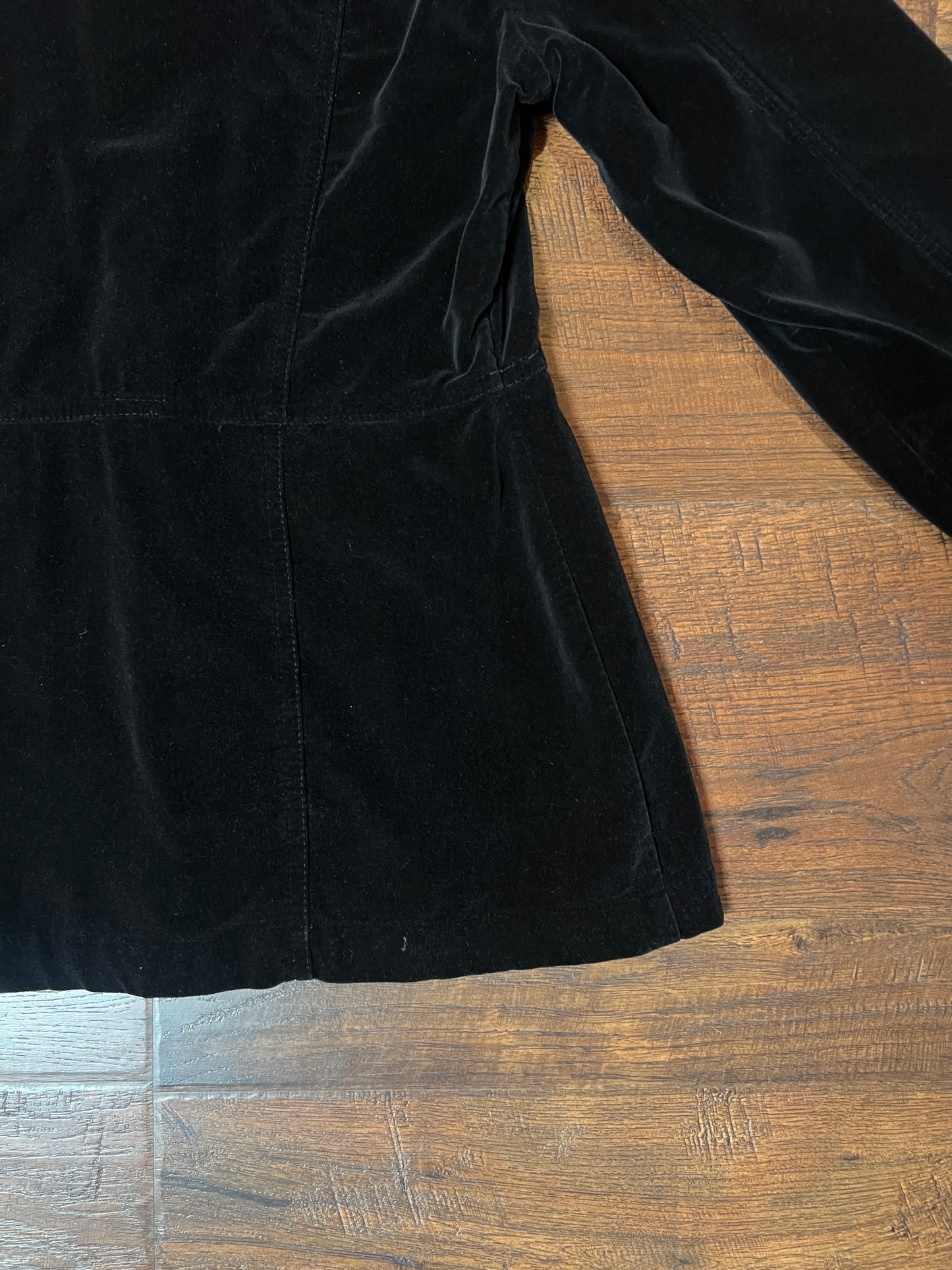 Vintage Paris Sport Club Cotton Velvet Utility Jacket - Black Fitted Snap Front - Medium