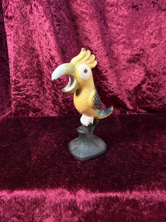 Vintage Cast Iron Bottle Opener – Yellow Parrot Figural Barware