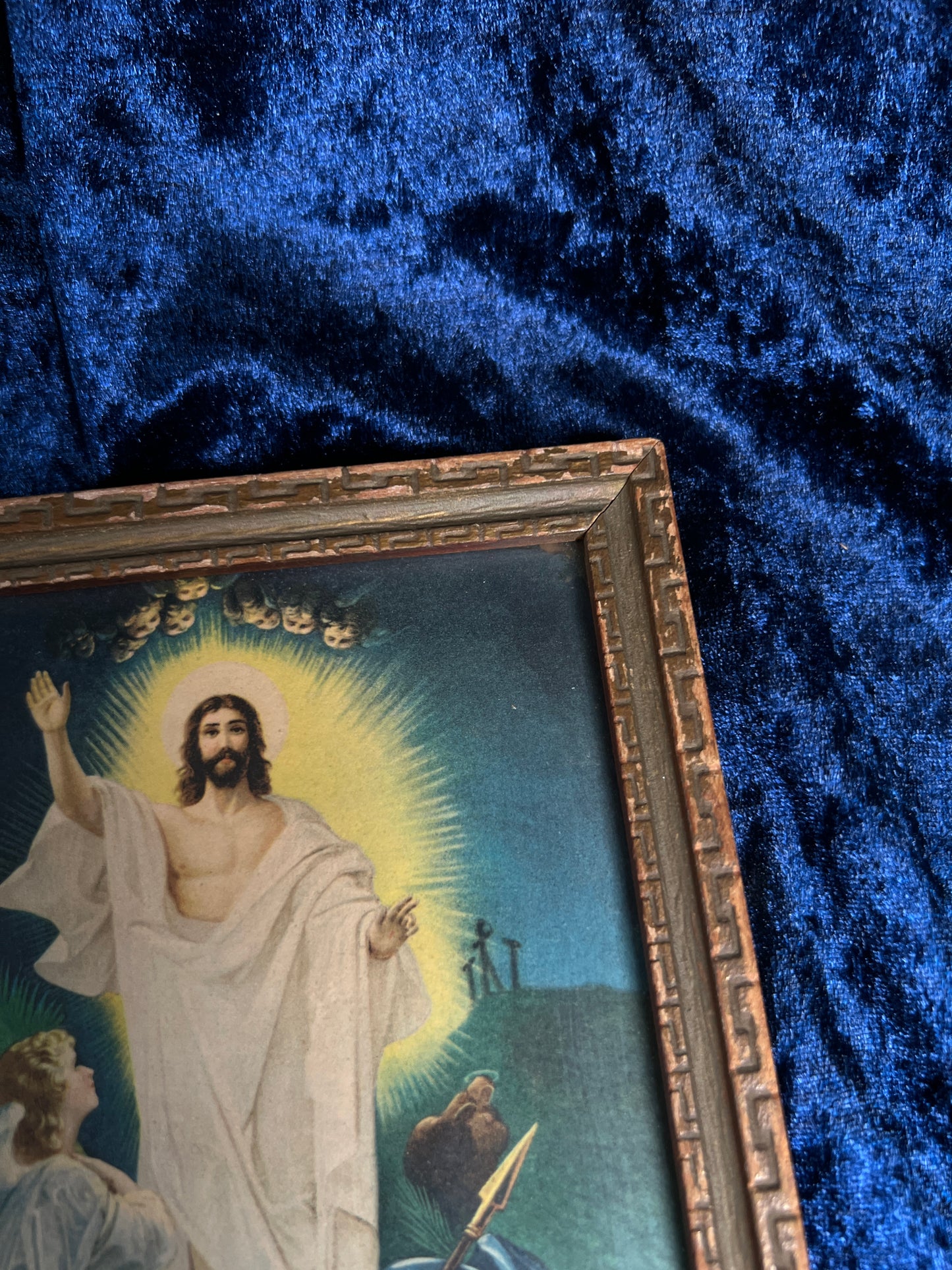 Vintage Religious Framed Print – Resurrection of Jesus Christ Lithograph