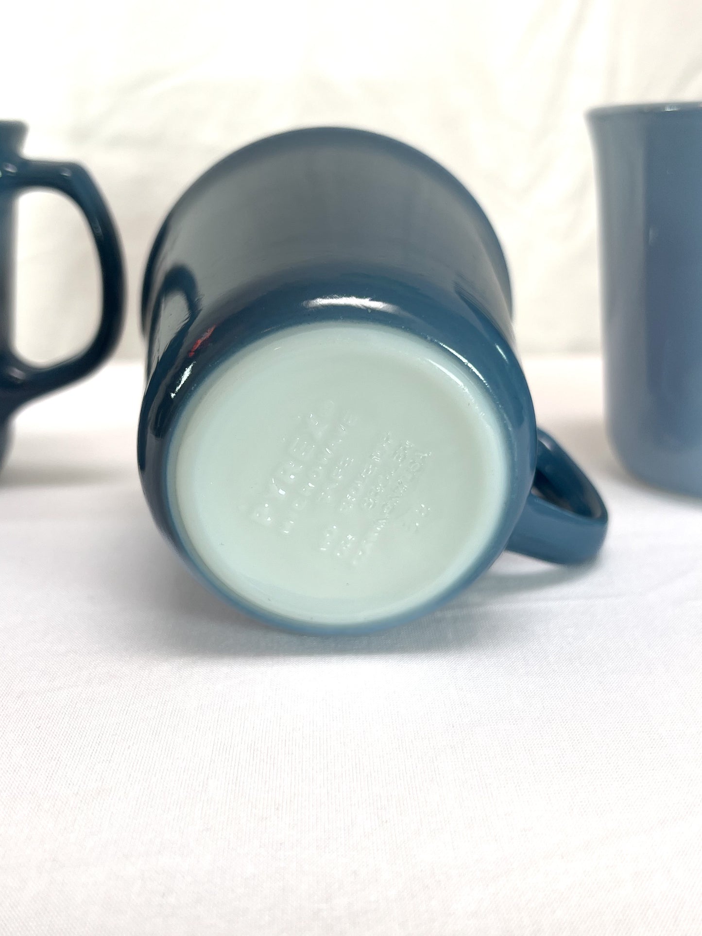 Vintage Mug - Slate Blue Milk Glass - D Handle - Set of 3