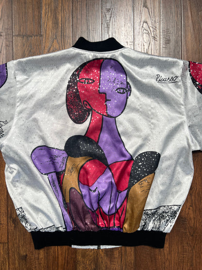 Vintage Clothing - Light Bomber Jacket - Picasso Print - Large - Missing Zipper Tab