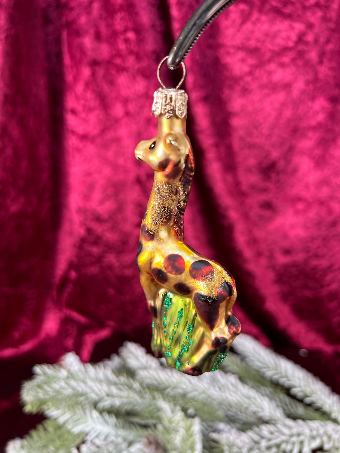 Vintage Christmas - Handblown Glass Ornament - Giraffe In The Grass