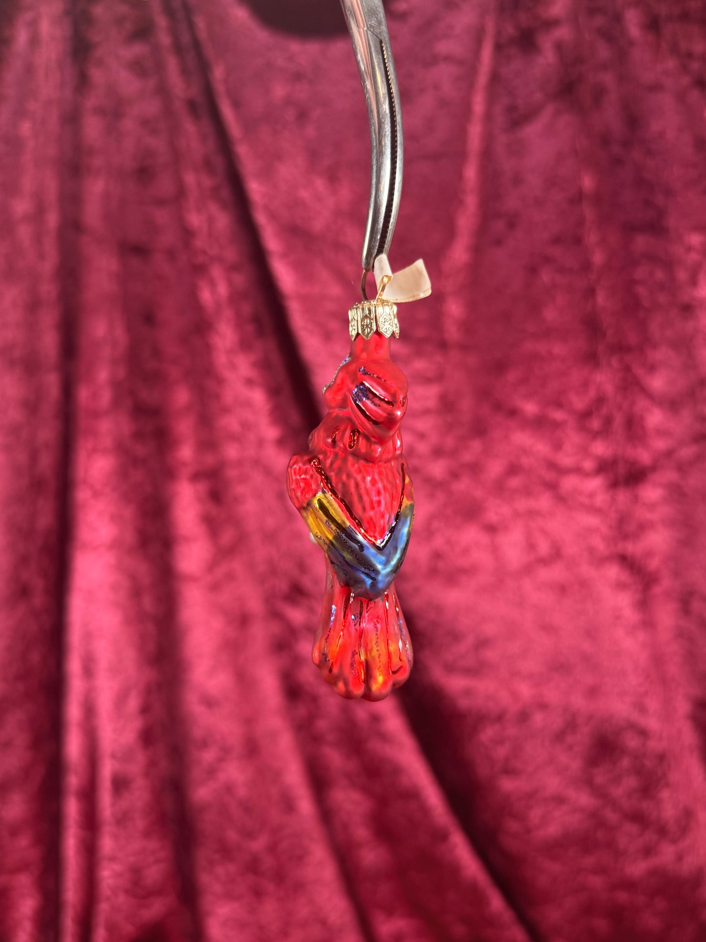 Vintage Christmas - Handblown Glass Ornament - Red Macaw Parrot - Poland - 3.5"