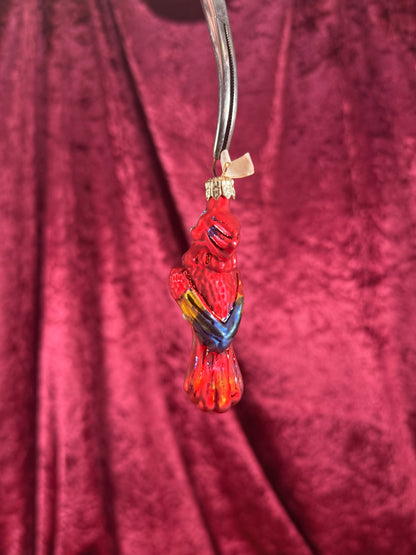 Vintage Christmas - Handblown Glass Ornament - Red Macaw Parrot - Poland - 3.5"