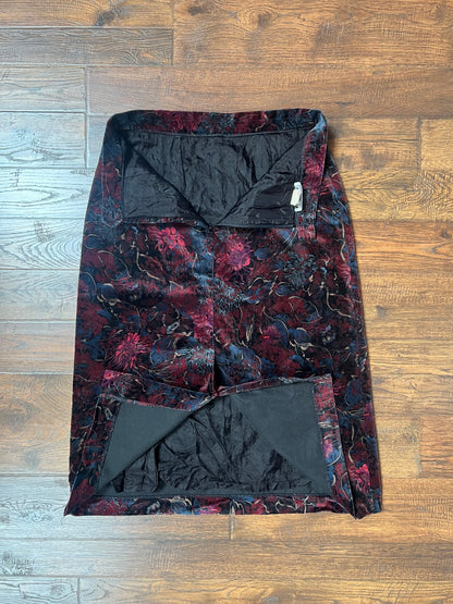 Vintage Clothing - A-Line Skirt - Dark Romantic Flowers - Large - Campus Casuals of California