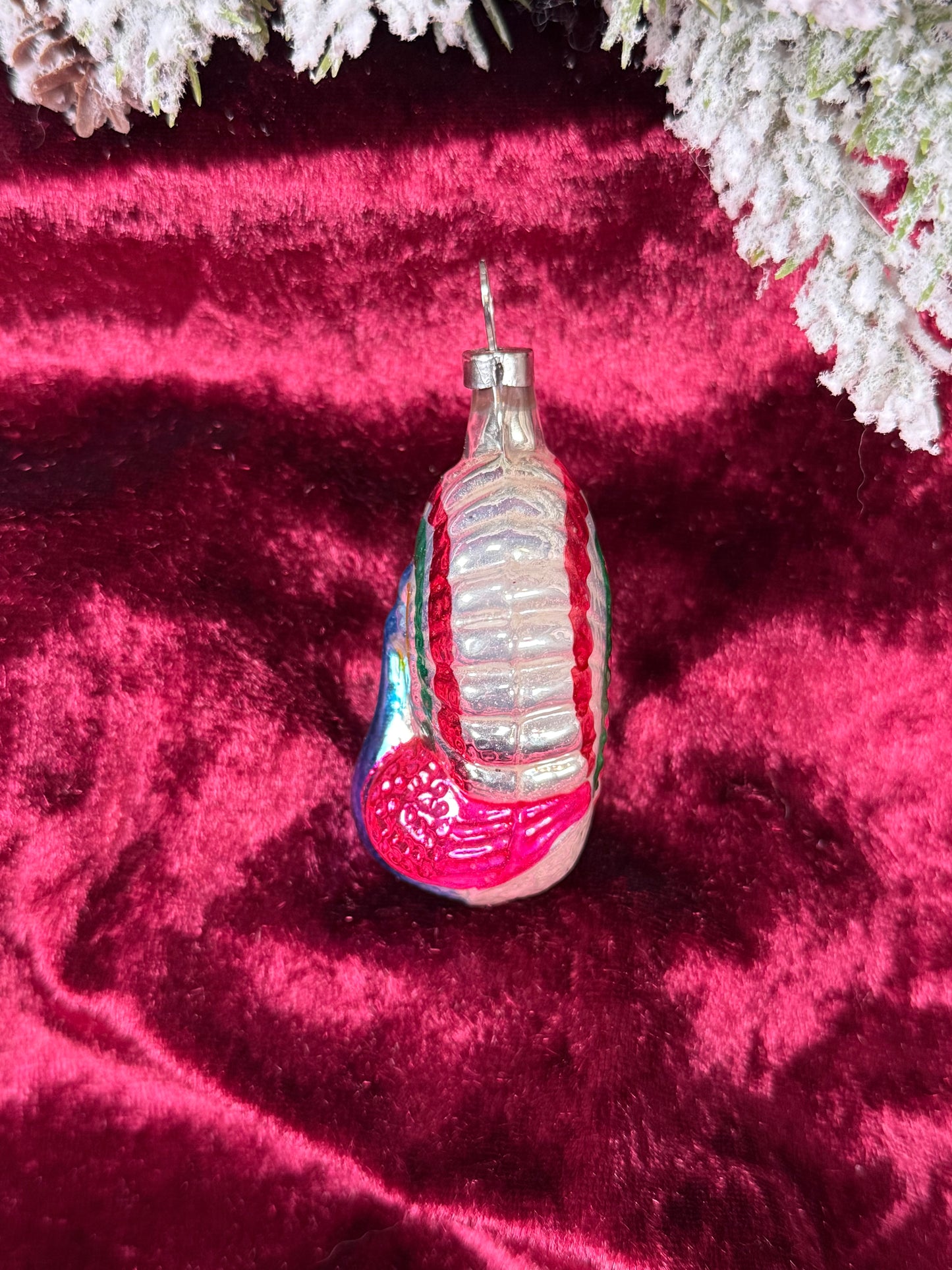 Vintage Christmas - Handblown Glass Ornament - Painted Peacock