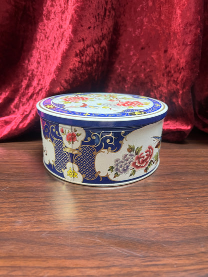 Vintage Kitchen - Metal Tea Storage Tin - Bluebird In the Flower Bush - Tin Box Company of America - 1987