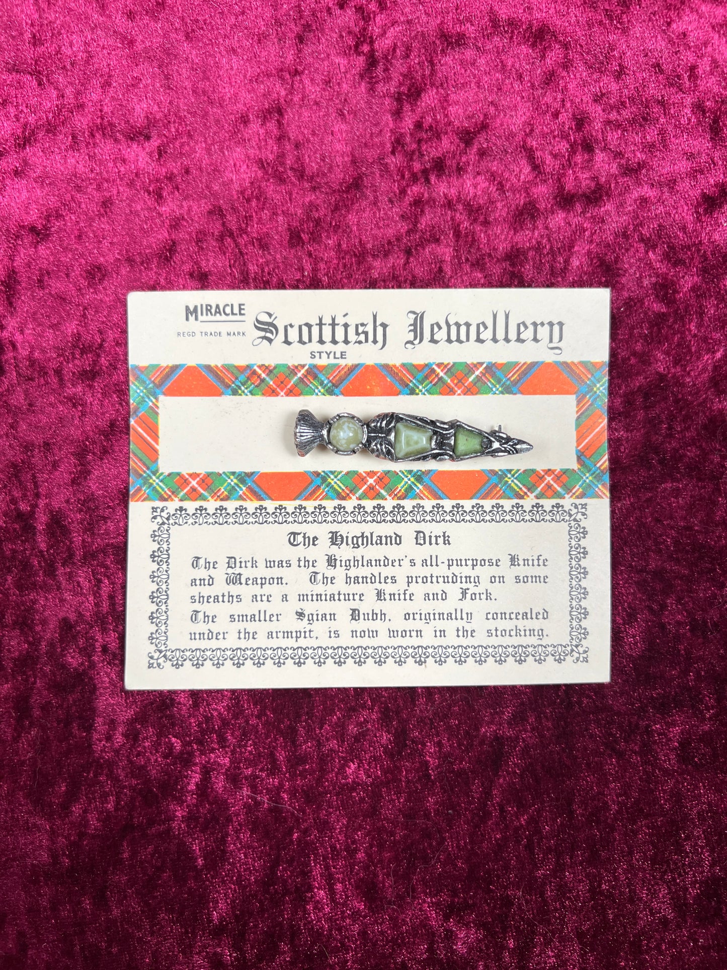 Vintage Jewelry - Brooch - The Highland Dirk - Miracle - Made In Scotland