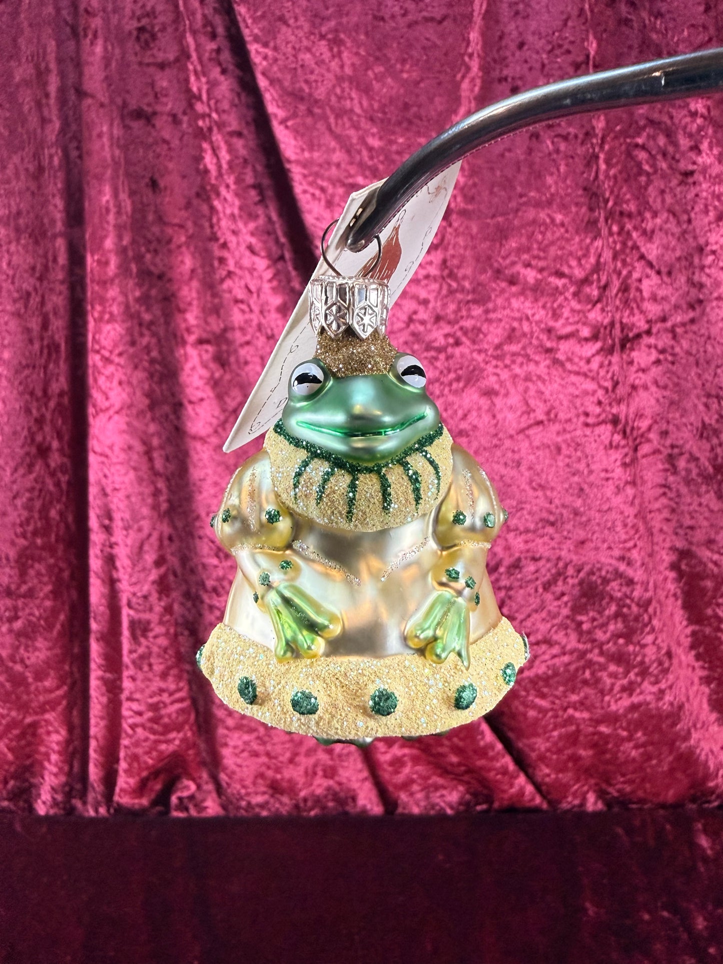 Vintage Christmas - Handblown Glass Ornament - Frog King - Patricia Breen - Poland - 2006