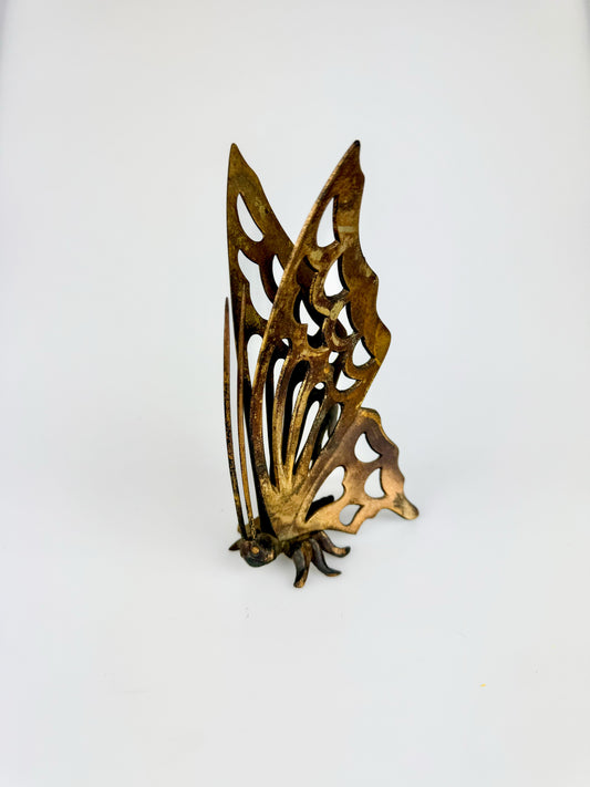Vintage Standing Brass Butterfly Statue - Made In Japan