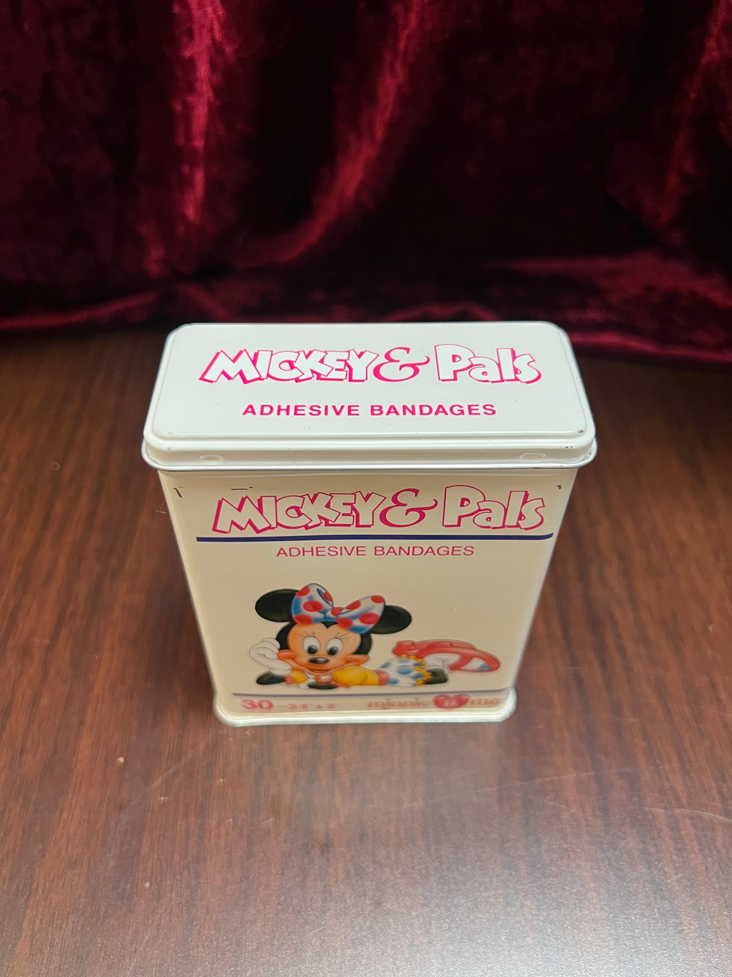 Vintage Advertisement - Metal Storage Tin - Mickey & Pals Adhesive Bandages - Minnie 'N Me - Walt Disney Co.