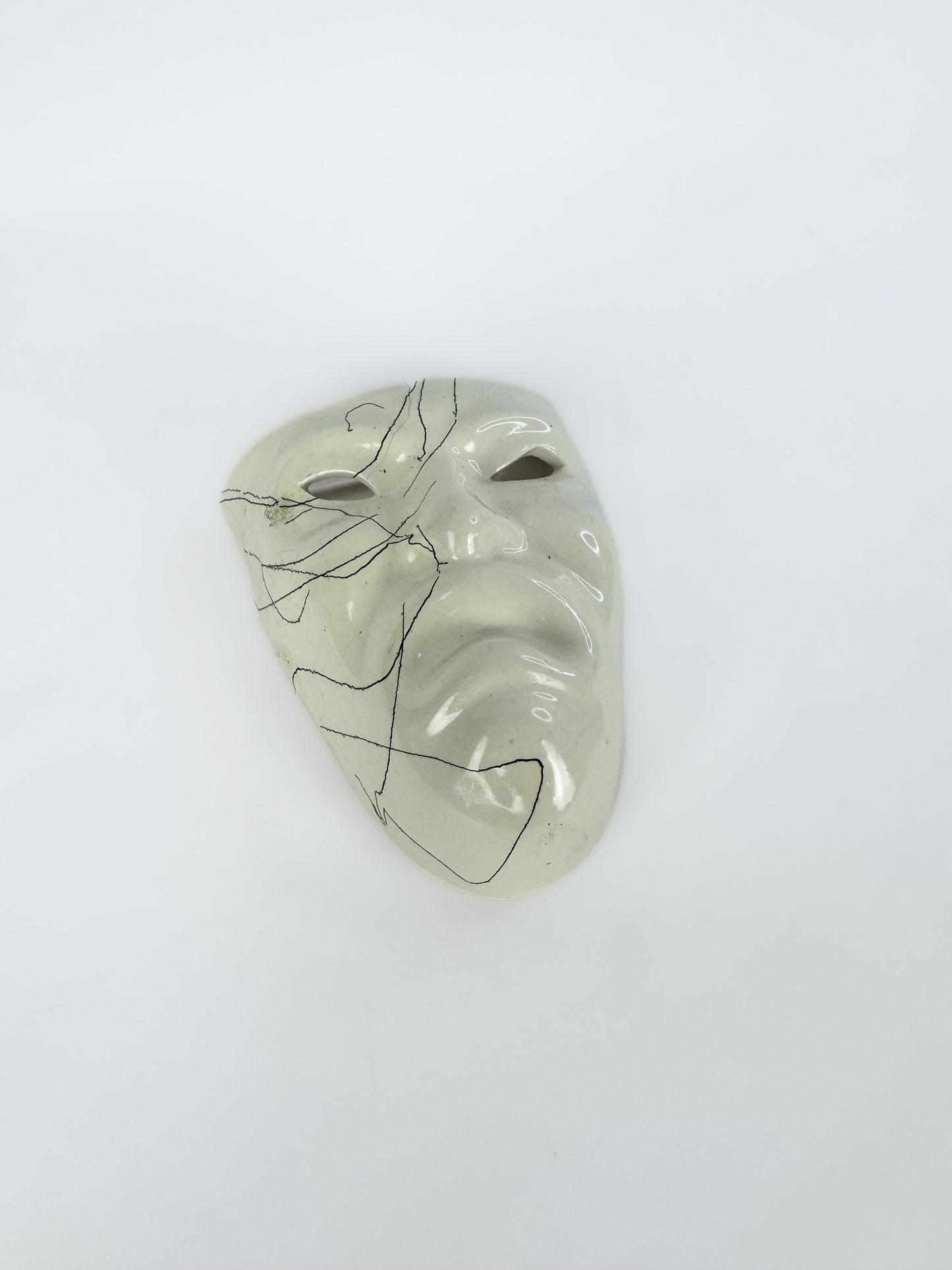 Vintage Drama Face Venetian Mask Style Ceramic Wall Pocket - 5"