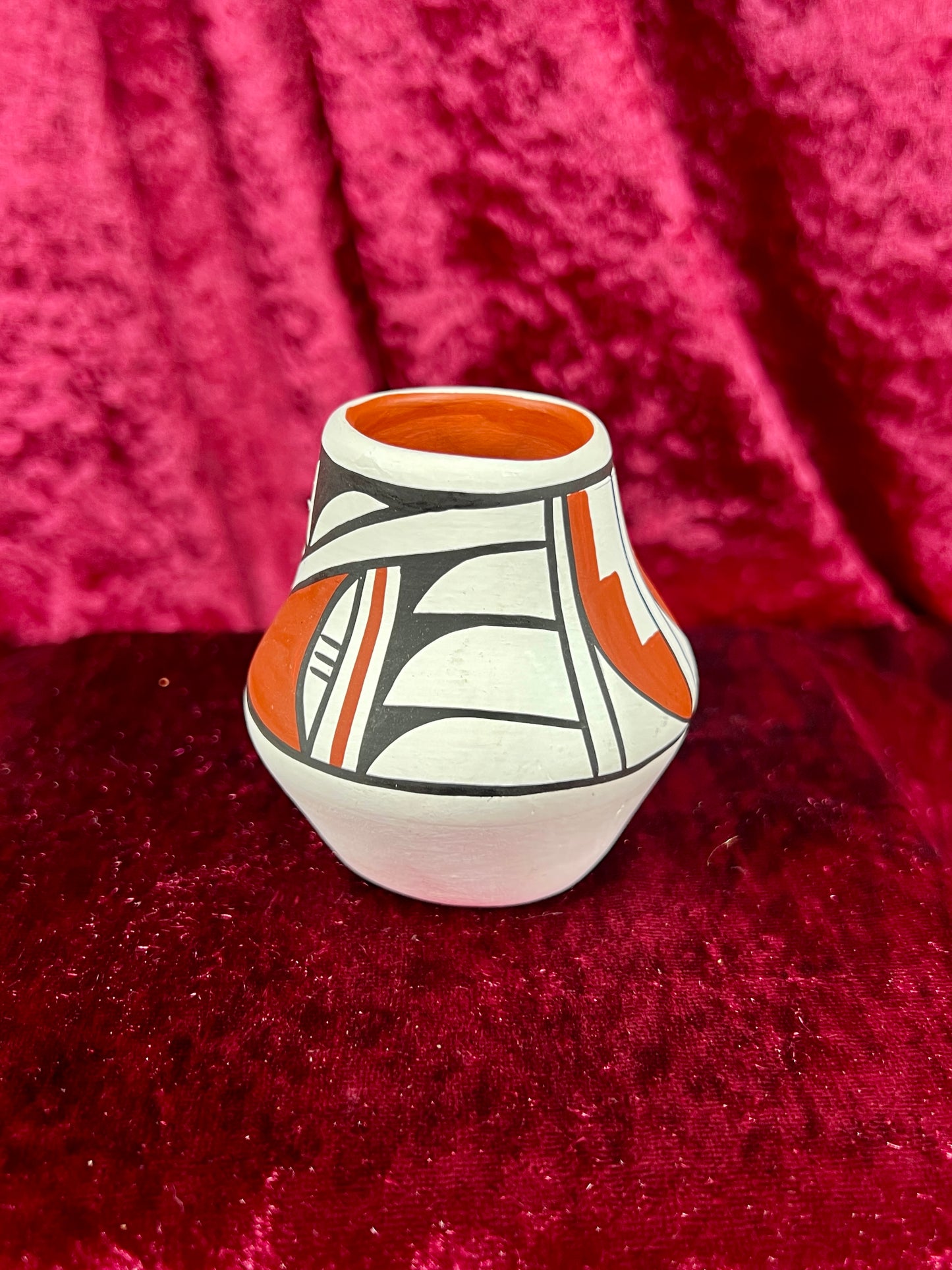 Vintage Pottery - Miniature Terracotta Vase - Painted - Signed Navajo