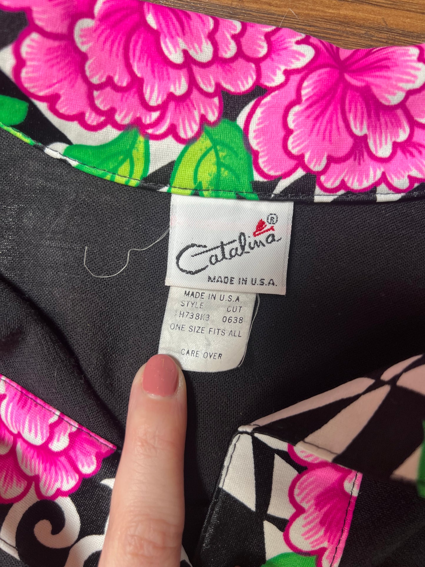 Vintage Clothing - Sheer Button Up Swimwear Cover Up - Floral Pattern Collar - Catalina - 2X-Large
