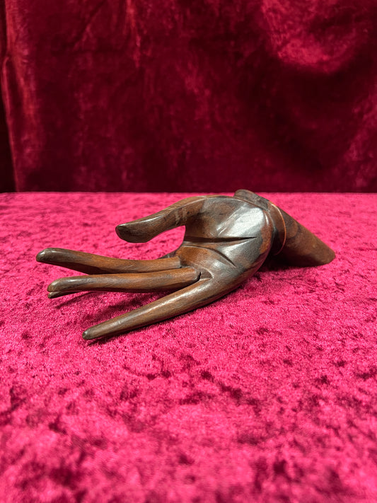 Vintage Oddities - Hand Carved Wood Hand Ring Holder