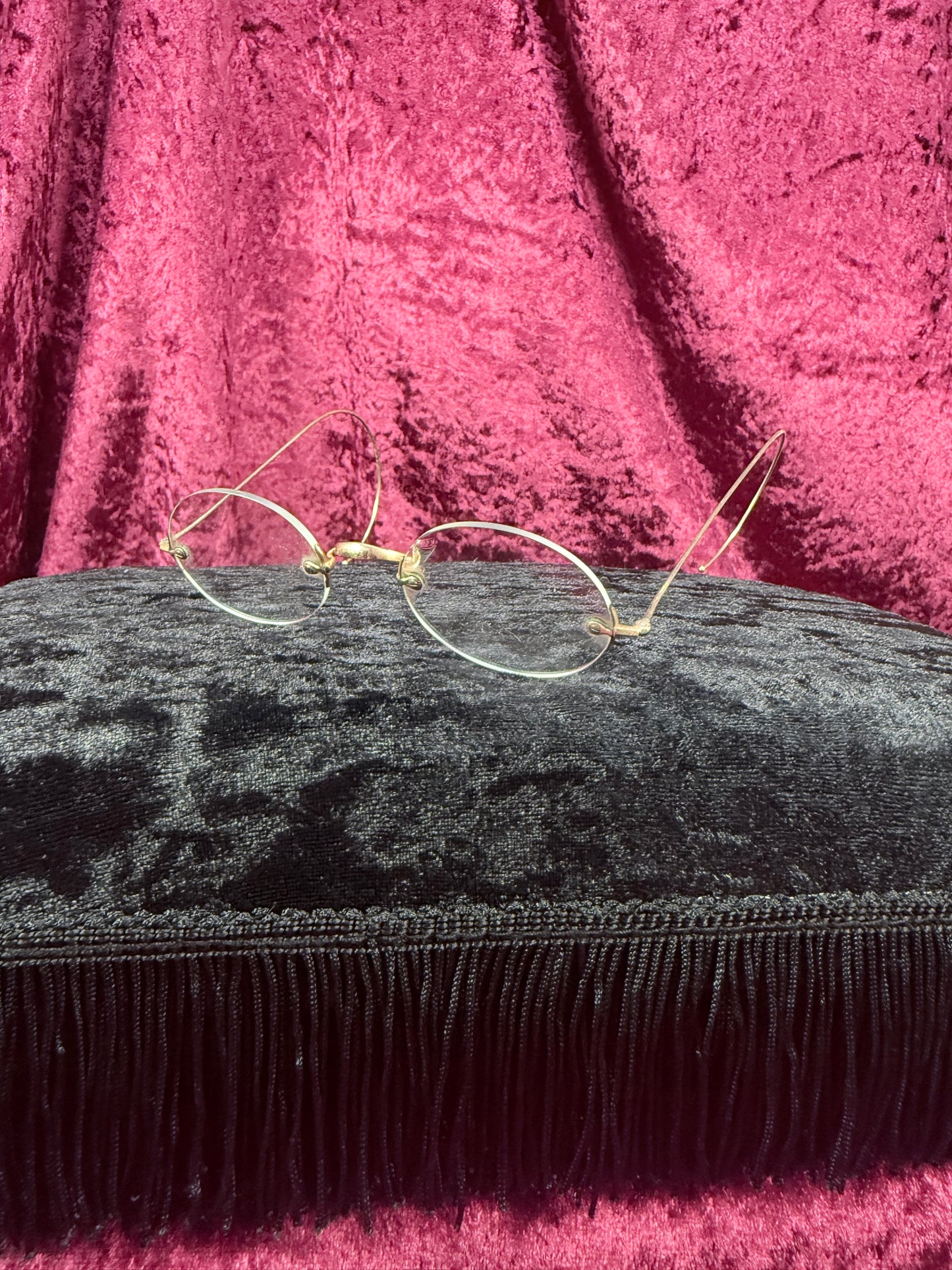 Antique Gold Filled Pince-Nez Eyeglasses – Rimless Spectacles with Chinn-Beretta San Francisco Case