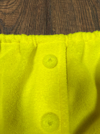 Vintage 1970s Yellow Terrycloth Playsuit - Strapless Belted Bathing Suit Cover-Up - Small