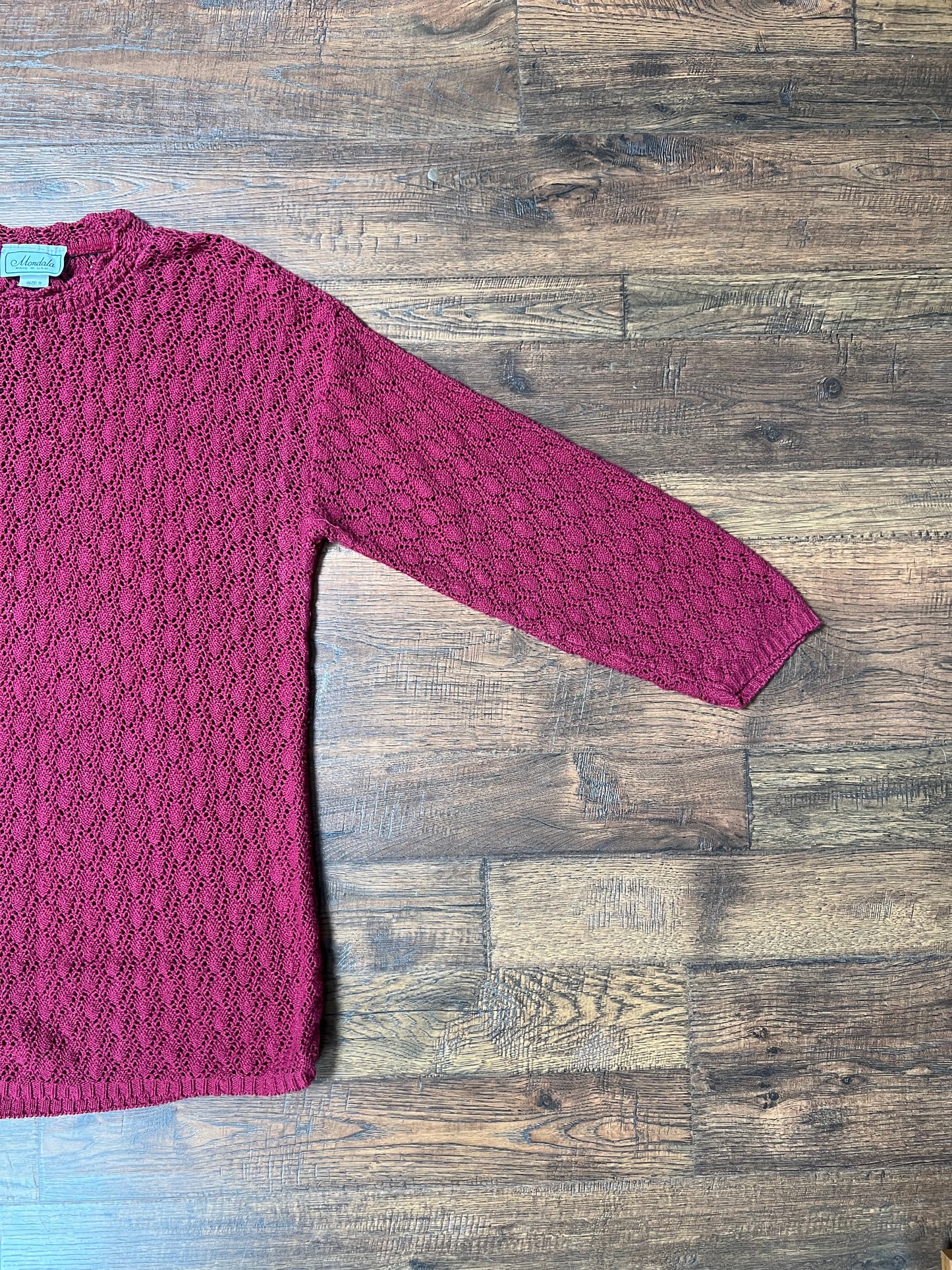 Vintage Clothing - Thin Knit Oversized Sweater - Light Maroon - Mondala Made In U.S.A. - Small