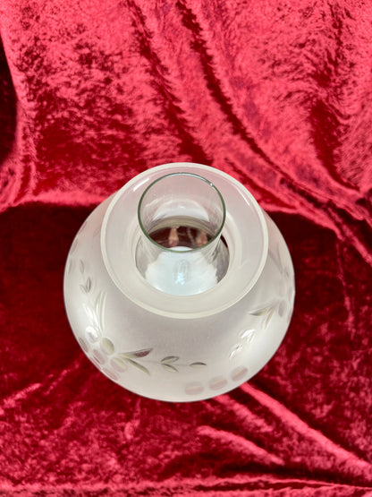 Antique Marble and Brass Sinumbra Style Hurricane Lamp – Frosted Glass Shade with Crystal Prisms