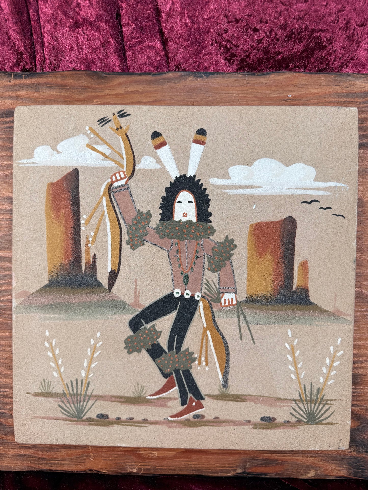 Vintage Wall Art - Navajo Kachina Sand Painting - Yei-Bei-Chai "The Clown" - Wilson Price Sr.