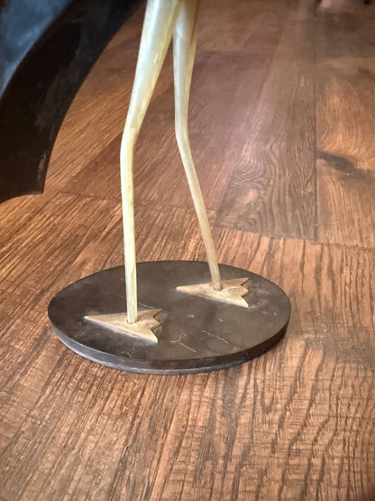 Vintage Decor - Mid Century Carved Horn Statue of Bird - 10”
