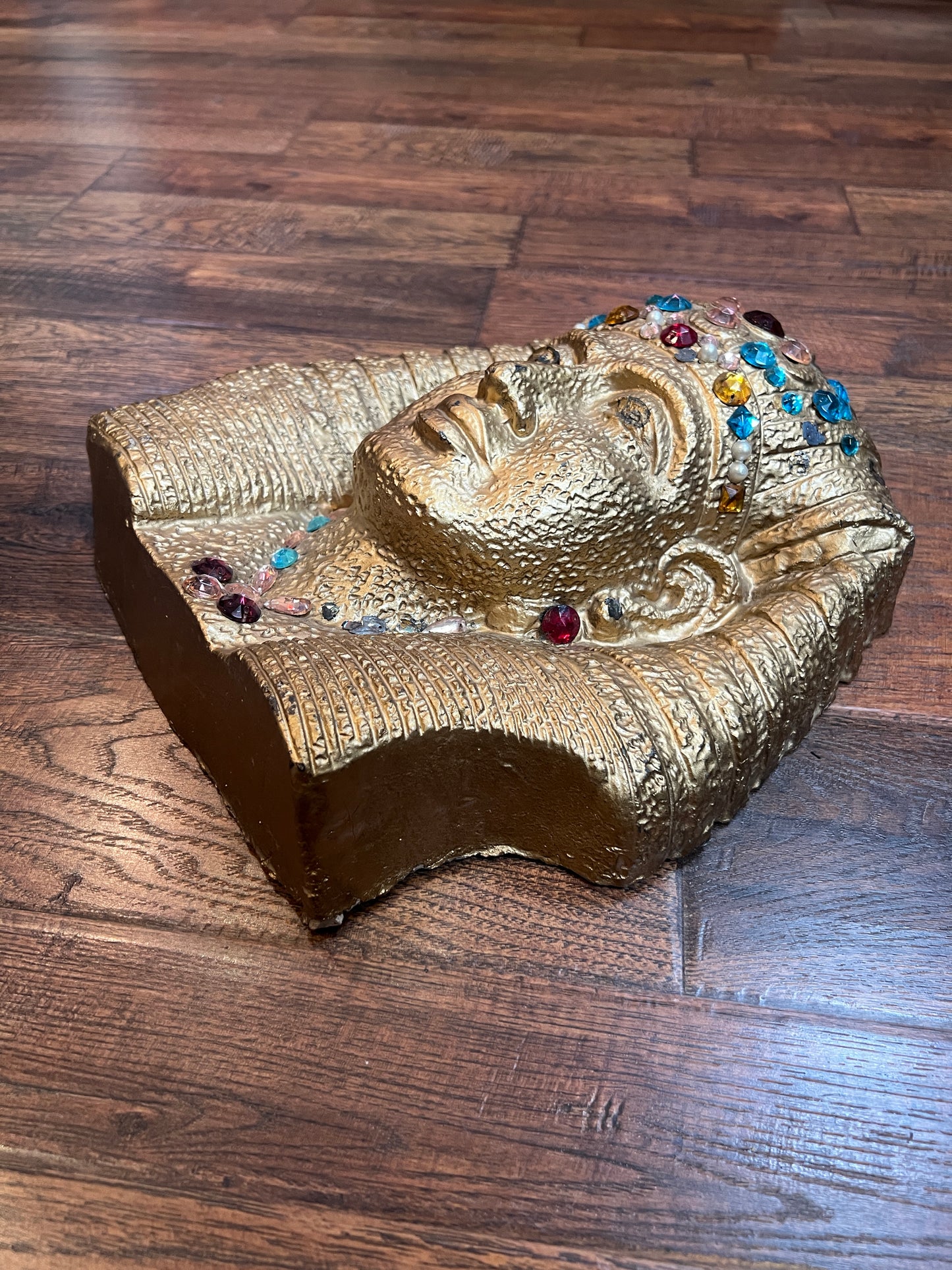 Vintage Home Decor - Ceramic Wall Mask - Bejeweled Bust of Tutankhamun