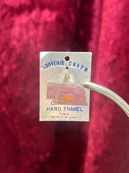 Vintage Jewelry - State Souvenir Pendant / Charm - Nebraska - Cloisonné
