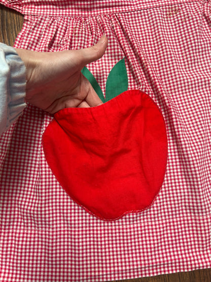 Vintage Clothing - Handmade Half Apron - Red and White Gingham - Apple Pocket