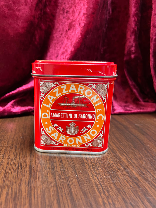 Vintage Kitchen - Italian Biscotti Tin - Amarettini Di Saronno - D. Lazzaroni  - 4.4 Ounces