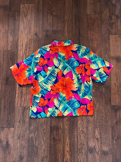 Vintage Norton McNaughton Tropical Two Piece Set - Bright Hawaiian Florals - Medium