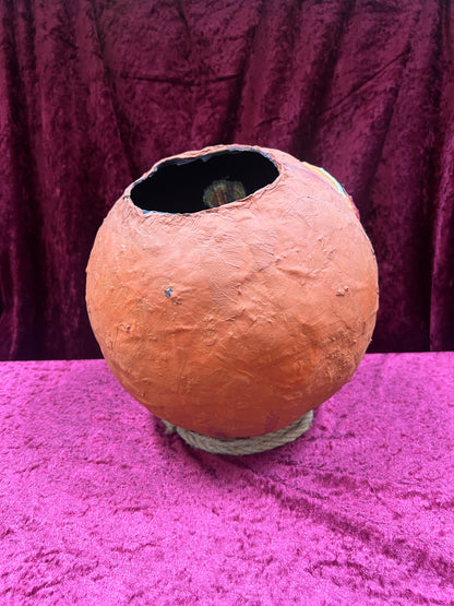 Vintage Inspired Handmade Paper Mache Lantern - Toothy Jack-O-Lantern - Large