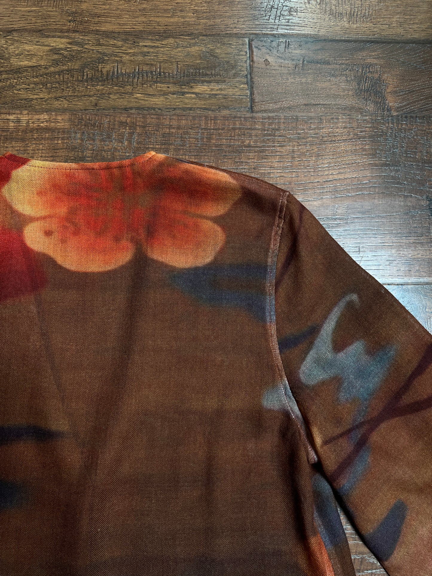 Vintage Tao House Cotton Knit Cardigan – Abstract Floral Print Wide Sleeve – Medium