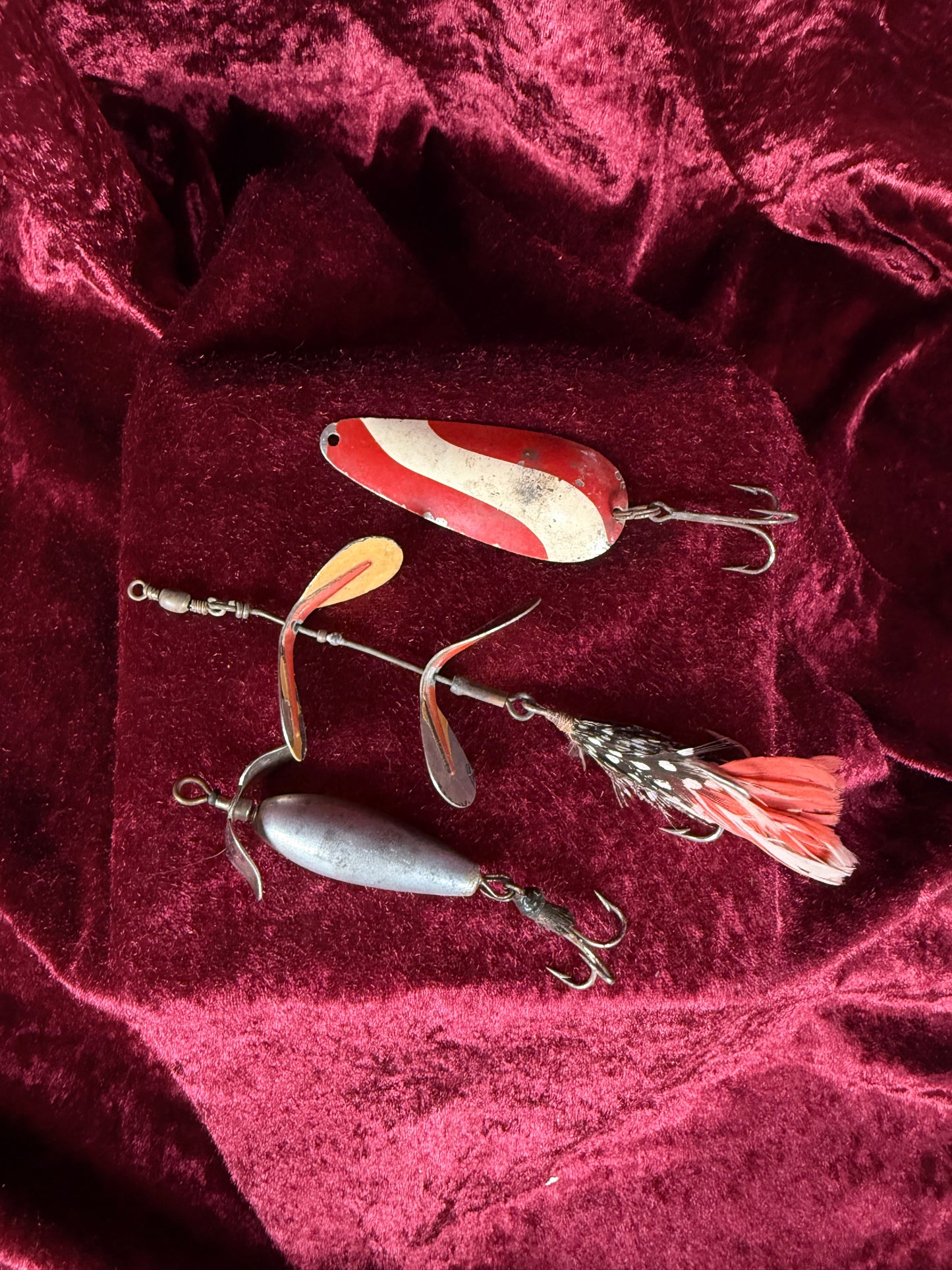 Vintage Metal Fishing Lure Lot - Pflueger & South Bend Spinner Baits
