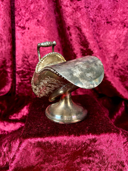 Vintage Silverplate Sugar Scuttle - Engraved Scrollwork Tea Service