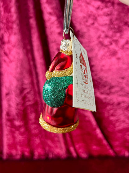 Vintage Christmas - Handblown Glass Ornament - Santa Claus and Teddy Bear - Patricia Breen - Poland