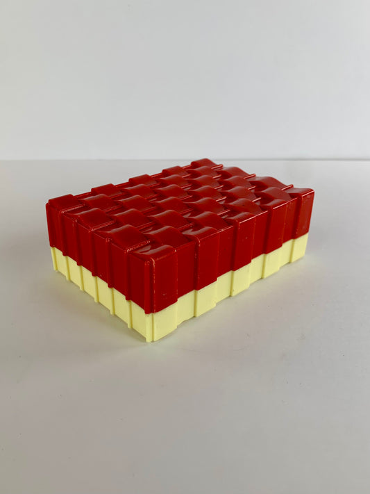 Vintage Bakelite Trinket Box - Red and Cream Basketweave- Hickok - Made In U.S.A.