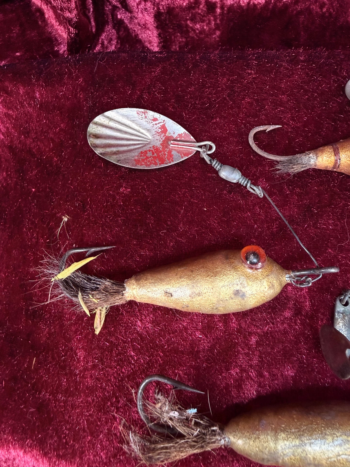 Vintage Glass Eye Fishing Lure Lot of 3 - Empire City Spinner Baits