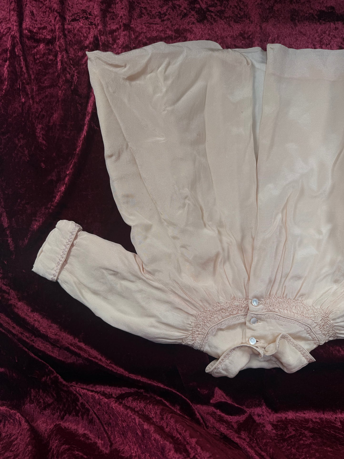 Vintage Pink Silk Baby Capelet – Hand Smocked Nursery Heirloom
