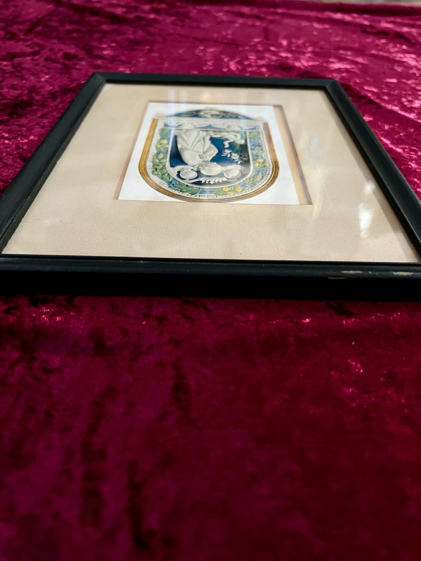 Vintage Framed Madonna and Child Print - Grecian Relief Classical Style