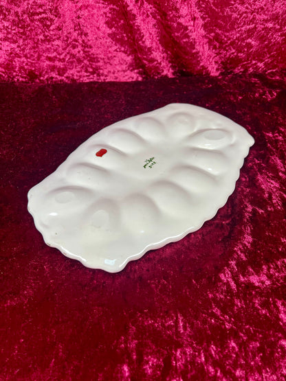 Vintage Kitchen - Ceramic Deviled Egg Serving Platter - 5182 / Yellow Daisies - Geo Z. Lefton
