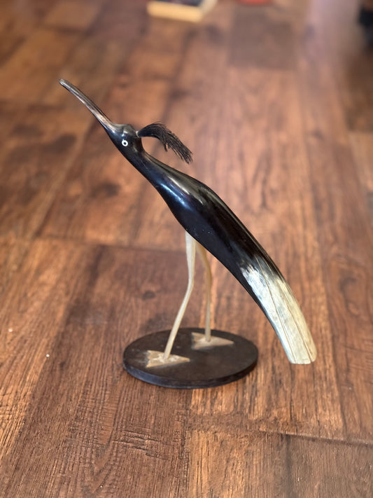 Vintage Decor - Mid Century Carved Horn Statue of Bird - 10”