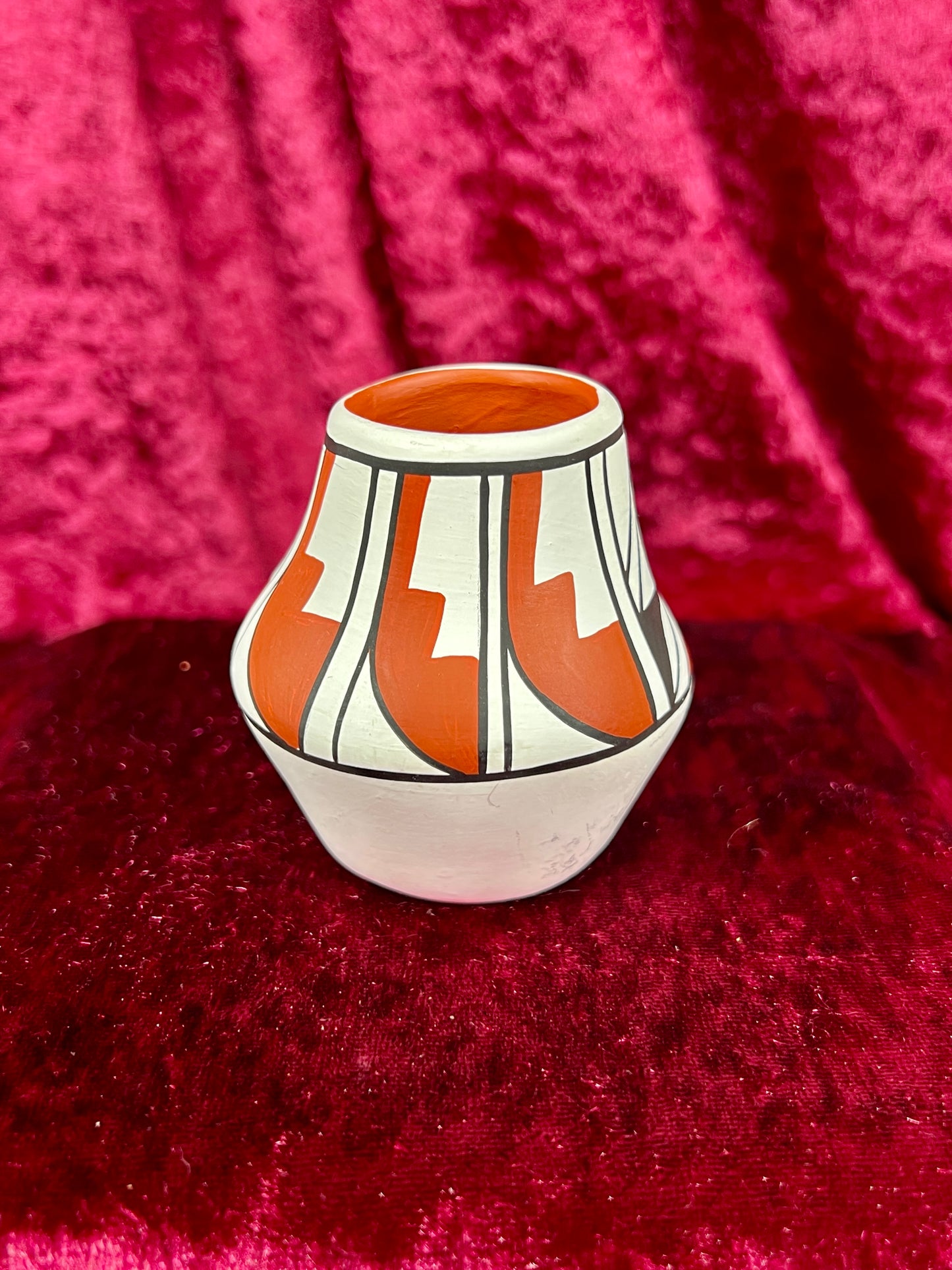 Vintage Pottery - Miniature Terracotta Vase - Painted - Signed Navajo