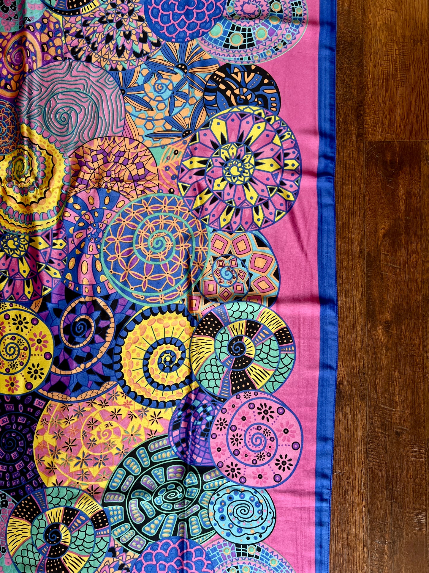Vintage Hermes Long 100% Silk Scarf - Reves d'Escargot Snails' Dream Pink and Blue Design