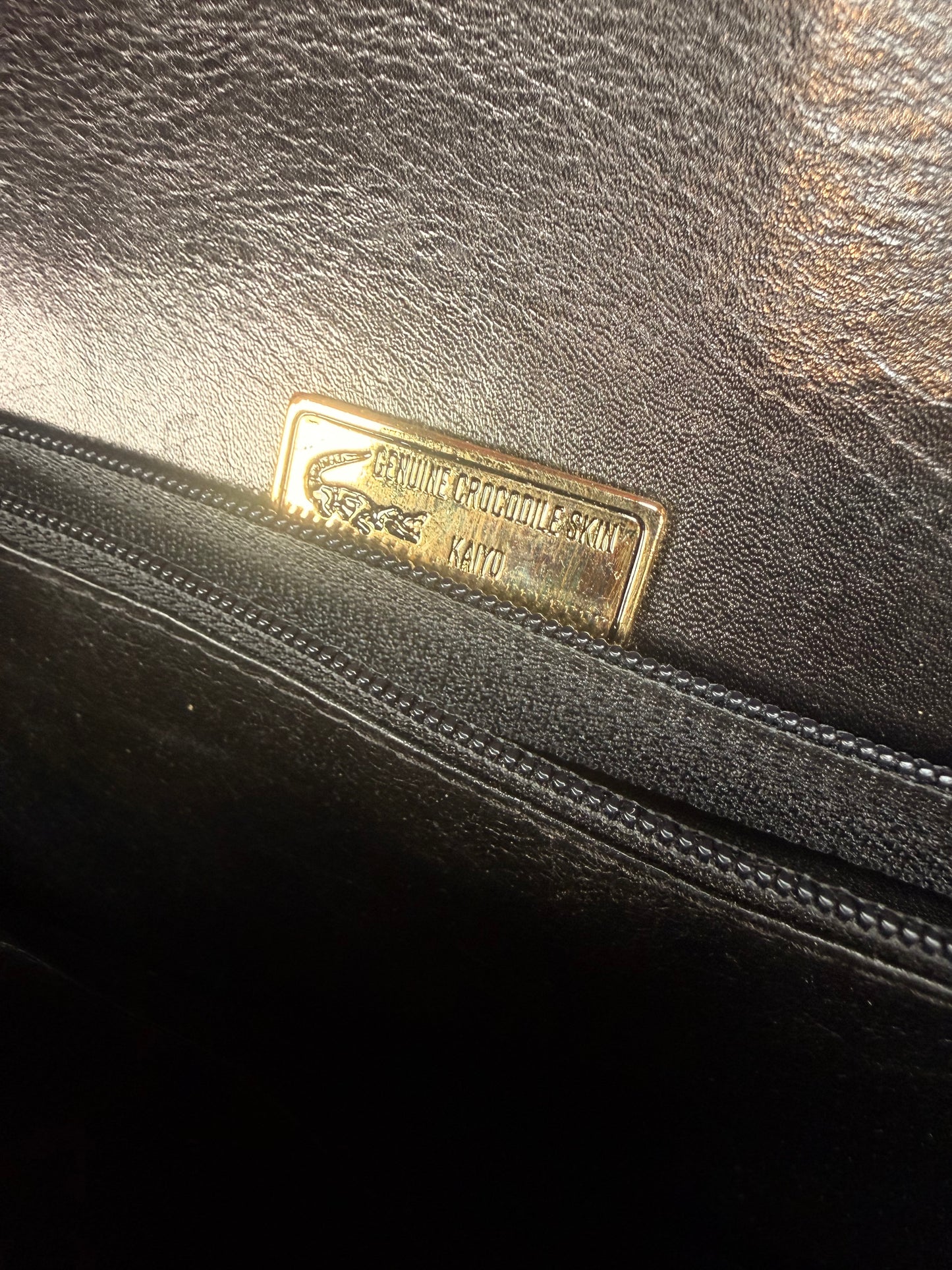 Vintage Genuine Crocodile Skin Purse - Black Crossbody Shoulder Bag