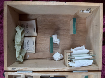 Vintage Tasco Metal Microscope Set – Complete Japanese Student Science Kit with 3 Prepared Slide Collections