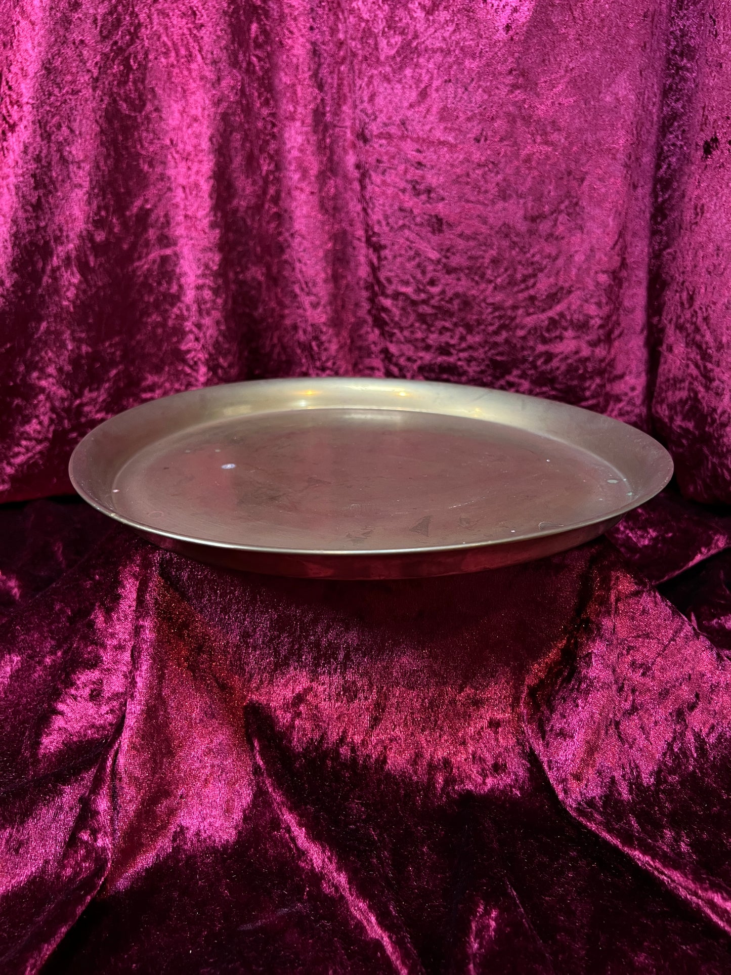 Vintage Brass Vanity Tray - Large Round Minimalist Perfume Display