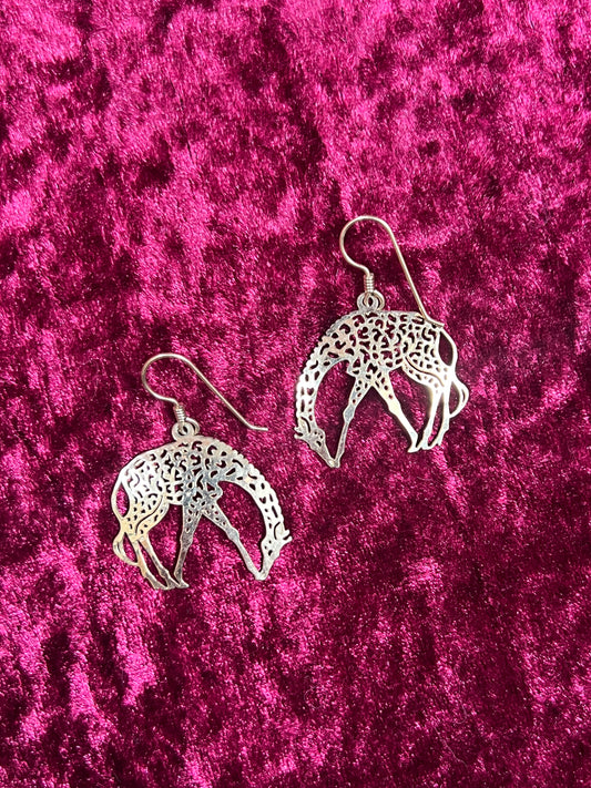 Vintage Jewelry - Drop Earrings - Gold Tone Giraffes