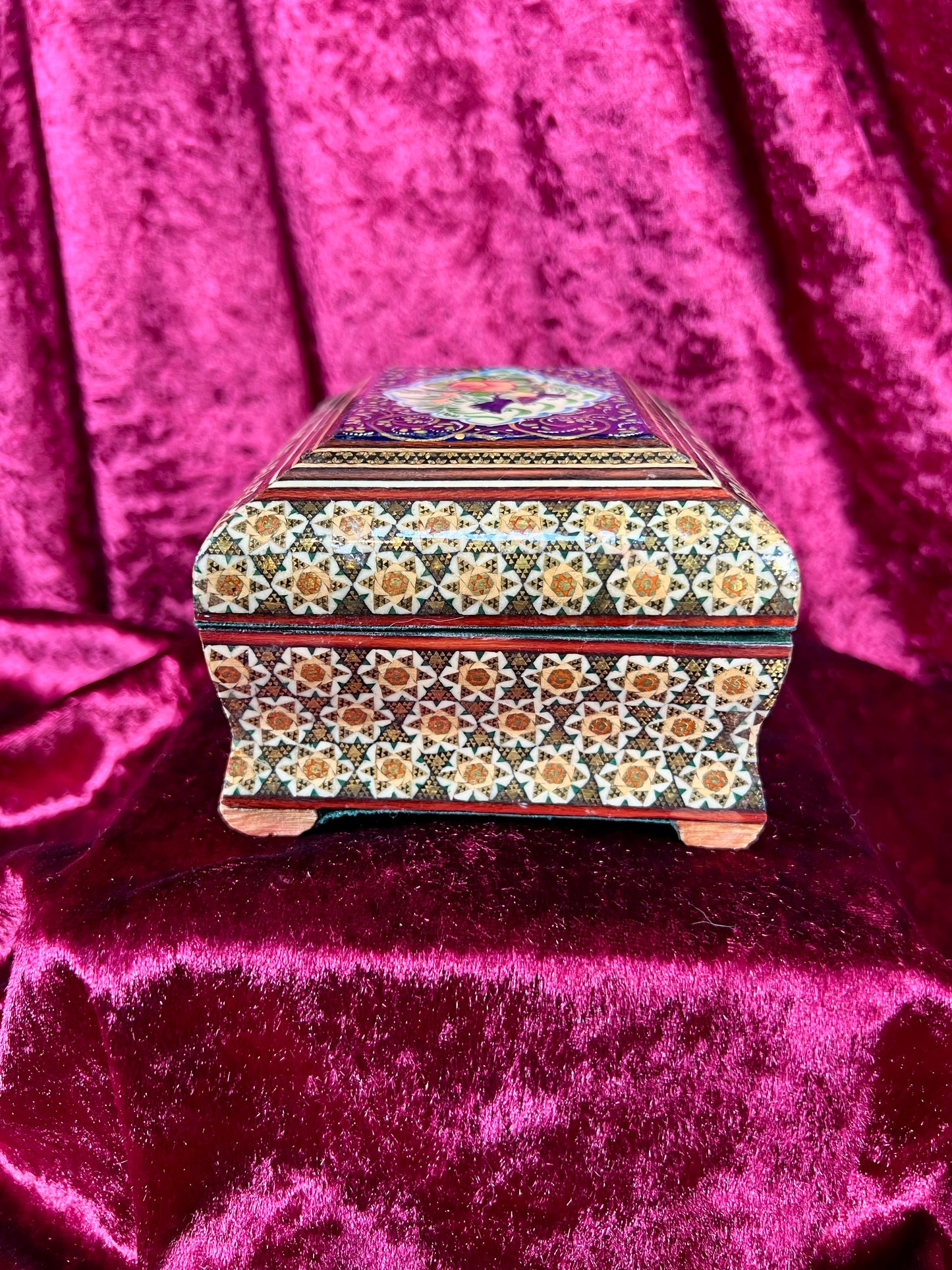 Vintage Vanity - Jewelry Box - Persian Khatam Blue Bird