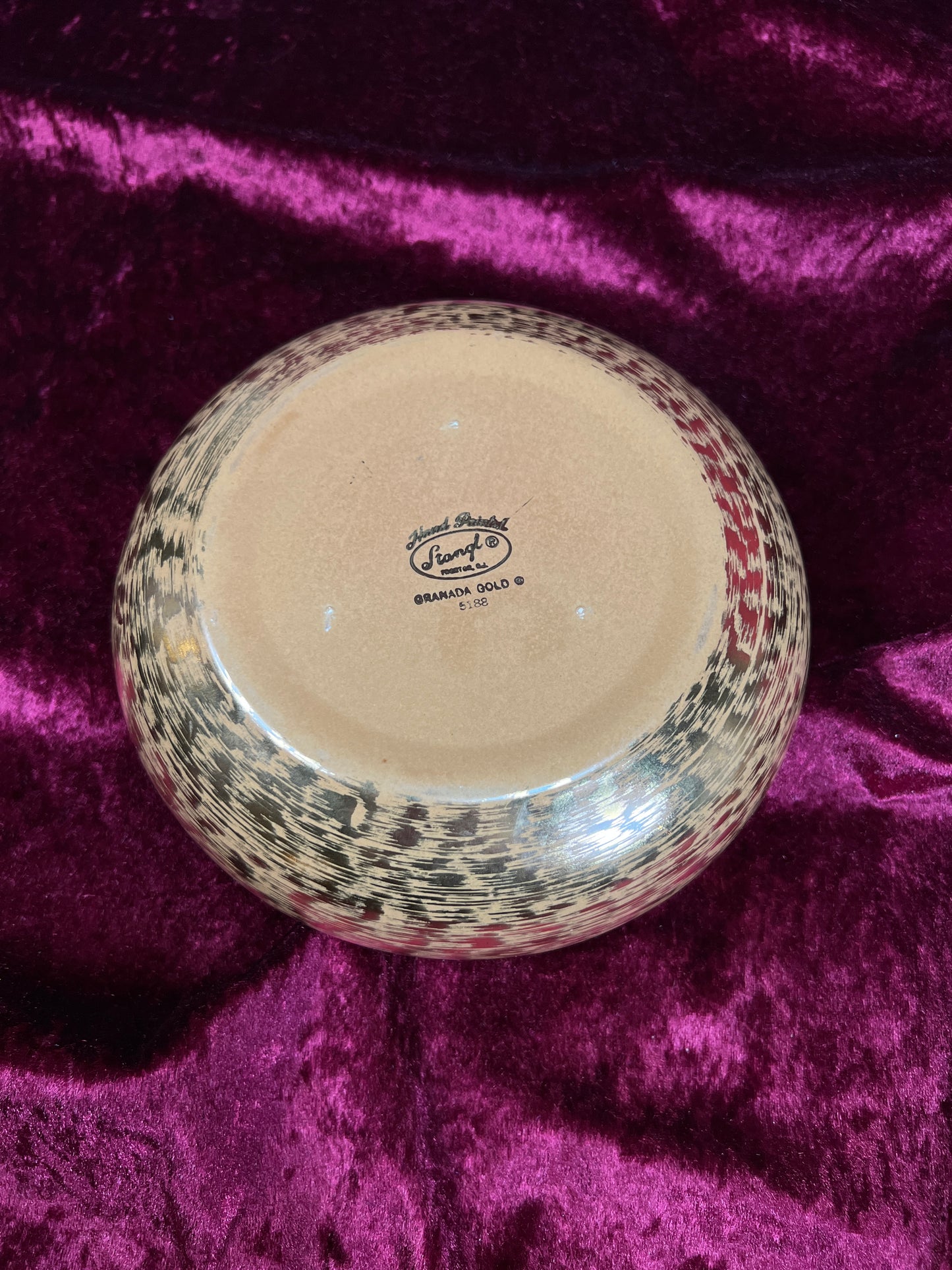 Vintage Stangl Ceramic Trinket Box – Granada Gold Metallic Lidded Dish