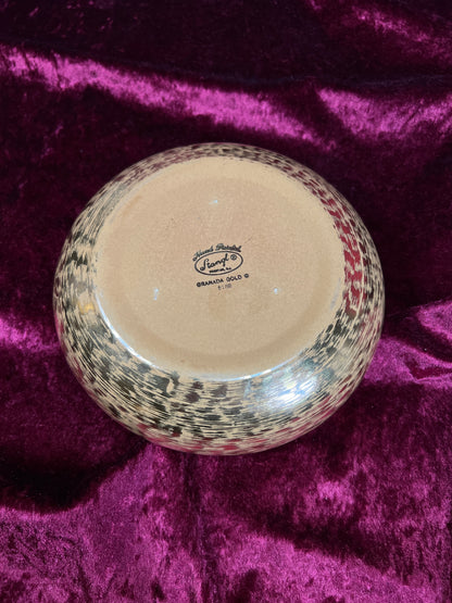 Vintage Stangl Ceramic Trinket Box – Granada Gold Metallic Lidded Dish